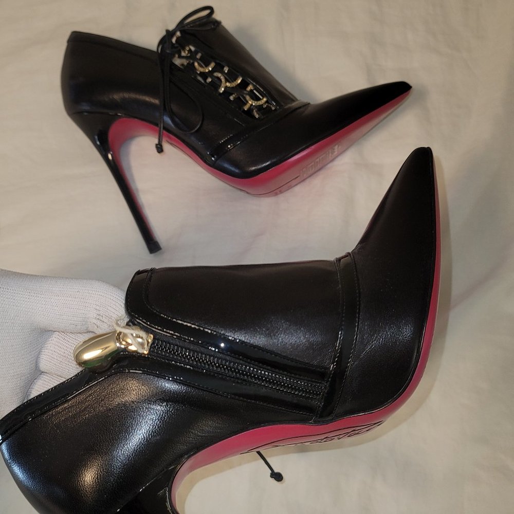 Luciano Padovan Black Woman Shoes with Pink sole size 39 (US 7.5)